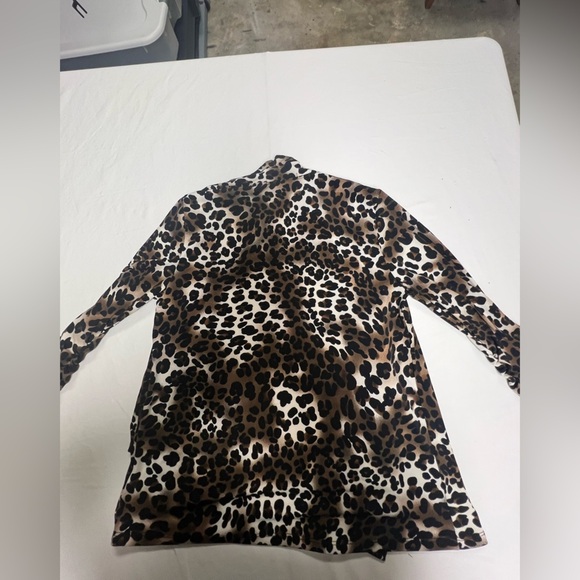 ELLEN TRACY WOMEN’S - SMALL POLYESTER ANIMAL PRINT OPEN JACKET RUCHED 3/4 SLEEVE - Picture 3 of 11
